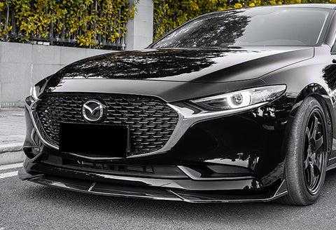 For 2019-2023 Mazda 3 Mazda3 JDM Painted Black Color Front Bumper Body Kit Spoiler Lip 3PC