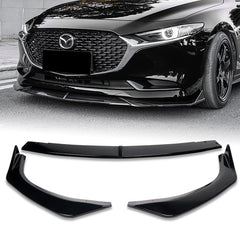 For 2019-2023 Mazda 3 Mazda3 JDM Painted Black Color Front Bumper Body Kit Spoiler Lip 3PC