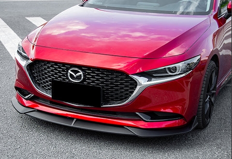 For 2019-2023 Mazda 3 Mazda3 Matt Black Front Bumper Body Kit Spoiler Lip + Side Skirt Rocker Winglet Canard Diffuser Wing  Body Splitter ABS (Matte Black) 5PCS