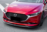 For 2019-2023 Mazda 3 Mazda3 JDM Matte Black Color Front Bumper Lower Body Kit Lip 3pcs
