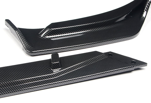 For For 19-21 Chevrolet Malibu Carbon Look Front Bumper Body Kit Spoiler Lip + Side Skirt Rocker Winglet Canard Diffuser Wing  Body Splitter ABS ( Carbon Style) 5PCS