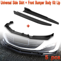 For 2019-2021 Chevrolet Malibu Unpainted Black Front Bumper Body Kit Lip + Side Skirt Rocker Winglet Canard Diffuser Wing  Body Splitter ABS (Matte Black) 5PCS