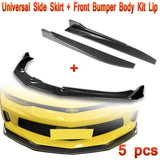 For For 16-18 Chevy Camaro LT LS SS Carbon Look Front Bumper Body Kit Spoiler Lip + Side Skirt Rocker Winglet Canard Diffuser Wing  Body Splitter ABS ( Carbon Style) 5PCS