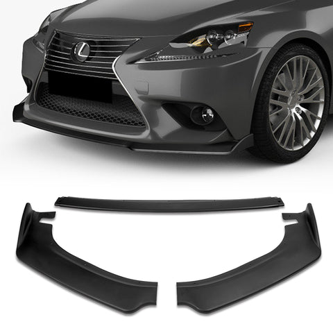 For 2014-2016 Lexus IS Base Unpainted BLK Front Bumper Body Kit Spoiler Lip + Side Skirt Rocker Winglet Canard Diffuser Wing  Body Splitter ABS (Matte Black) 5PCS