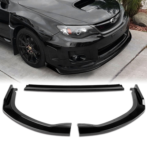 For 2011-2014 Subaru WRX STi CS2-Style JDM Painted Black Color Front Bumper Splitter Lip 3 pcs