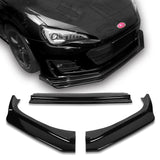 For 2017-2020 Subaru BRZ CS-Style Painted Black Front Bumper Body Spoiler Lip + Side Skirt Rocker Winglet Canard Diffuser Wing  (Glossy Black) 5PCS
