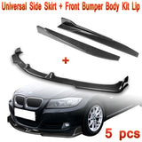 For For 09-11 BMW E90 4DR/Sedan 328i 335i Carbon Look Front Bumper Body Kit Spoiler Lip + Side Skirt Rocker Winglet Canard Diffuser Wing  Body Splitter ABS ( Carbon Style) 5PCS