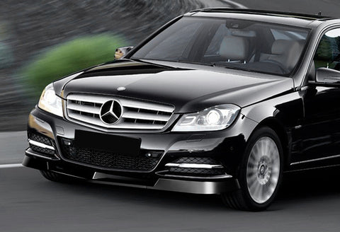 For 2012-2014 Mercedes C300 C350 W204 Painted Black Color Front Bumper Body Splitter Lip 3 pcs