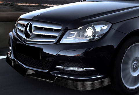 For 2012-2014 Mercedes W204 C300 C350 V-Style Real Carbon Fiber Front Bumper Lip 3 pcs
