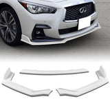 For 2018-2021 Infiniti Q50 Sport Painted White Color Front Bumper Body Kit Spoiler Lip 3 pcs