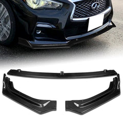 For 2018-2021 Infiniti Q50 Premium Real Carbon Fiber Front Bumper Body Kit Lip 3 pcs