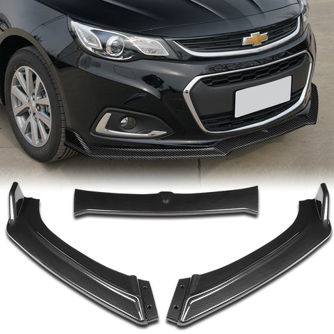 For For 13-18 Chevy Malibu Carbon Look Front Bumper Body Kit Spoiler Lip + Side Skirt Rocker Winglet Canard Diffuser Wing  Body Splitter ABS ( Carbon Style) 5PCS