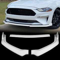 For 2018-2020 Ford Mustang Painted White Color GT-Style Front Bumper Splitter Spoiler Lip 3 pcs