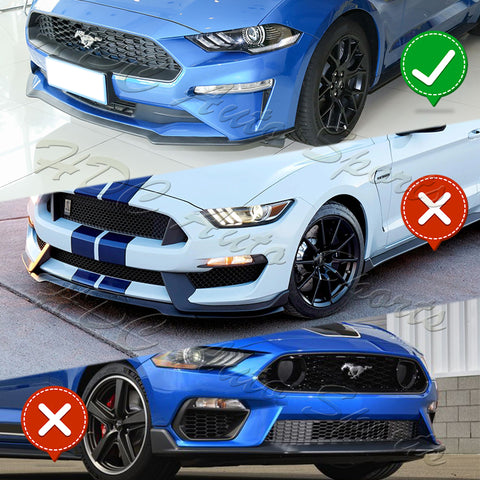 For 2018-2020 Ford Mustang Real Carbon Fiber GT-Style Front Bumper Body Kit Lip 3 Pcs