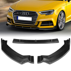 For 2017-2020 Audi A3 S3 Sport Real Carbon Fiber Front Bumper Splitter Spoiler Lip 3 Pcs