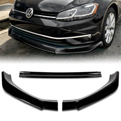 For 2018-2021 Volkswagen Golf MK7.5 Painted Black Color Front Bumper Splitter Spoiler Lip 3 Pcs