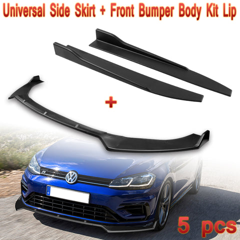 For 2014-2020 Volkswagen Golf GTI MK7 Matt Black JDM Front Bumper Body Kit Lip + Side Skirt Rocker Winglet Canard Diffuser Wing  Body Splitter ABS (Matte Black) 5PCS