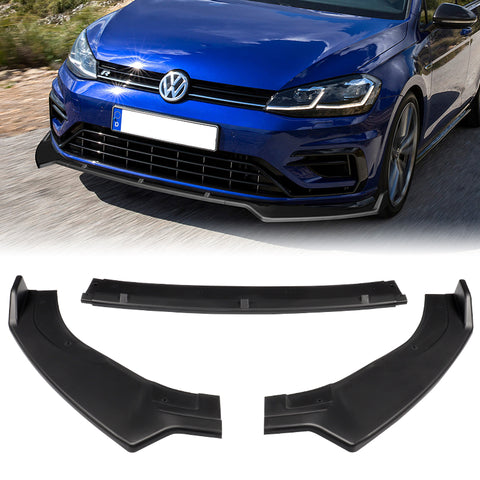 For 2014-2020 Volkswagen Golf GTI MK7 Matt Black JDM Front Bumper Body Kit Lip + Side Skirt Rocker Winglet Canard Diffuser Wing  Body Splitter ABS (Matte Black) 5PCS