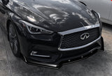 For 2017-2022 Infiniti Q60 Coupe Painted Black Color  V-Style Front Bumper Body Kit Lip 3pc