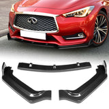 For For  17-22 Infiniti Q60 Coupe Carbon Look Front Bumper Body Kit Spoiler Lip + Side Skirt Rocker Winglet Canard Diffuser Wing  Body Splitter ABS ( Carbon Style) 5PCS