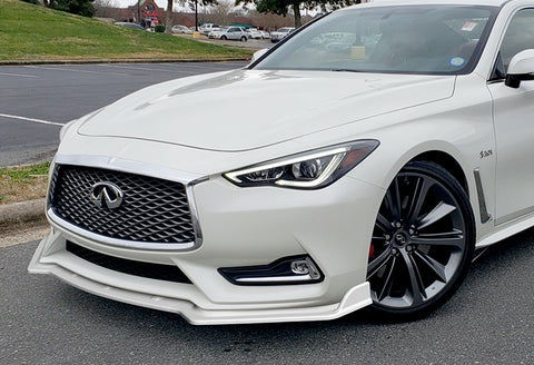 For 2017-2022 Infiniti Q60 Coupe Painted White Color V-Style Front Bumper Body Kit Lip 3pc