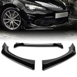 For 2017-2020 Toyota 86 CS-Style JDM Painted Black Color Front Bumper Splitter Spoiler Lip 3 Pcs