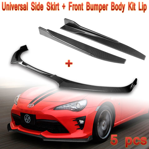 For For 17-20 Toyota 86 CS-Style Carbon Look Front Bumper Body Kit Spoiler Lip + Side Skirt Rocker Winglet Canard Diffuser Wing  Body Splitter ABS ( Carbon Style) 5PCS