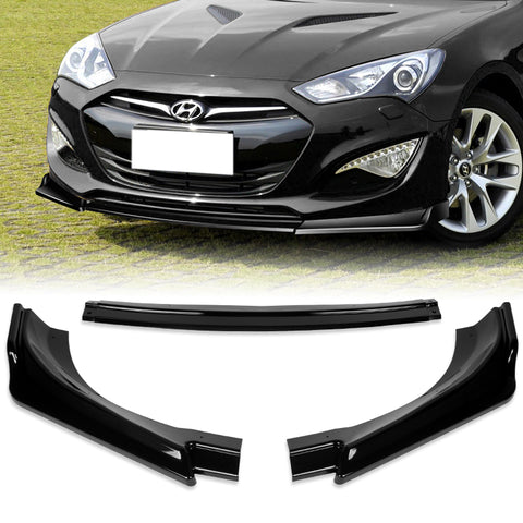 For 2013-2016 Hyundai Genesis Coupe Painted Black Color KS-Style Front Bumper Spoiler Lip 3 Pcs