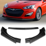 For For 13-16 Hyundai Genesis Coupe Carbon Look Front Bumper Body Kit Spoiler Lip + Side Skirt Rocker Winglet Canard Diffuser Wing  Body Splitter ABS ( Carbon Style) 5PCS