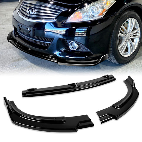 For 2010-2013 Infiniti G37 Sedan 4DR Painted Black Color JDM Front Bumper Spoiler Lip Kit 3 Pcs