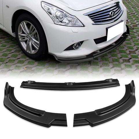 For 2010-2013 Infiniti G37 Sedan 4DR Unpainted Matte Black Color JDM Front Bumper Splitter Spoiler Lip Kit 3 Pcs