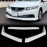 For 2013-2015 Honda Civic 4DR Painted White Color Aero-Style Front Bumper Splitter Lip 3pc
