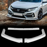 For 2017-2021 Honda Civic Hatchback Painted White MUG Front Bumper Spoiler Lip  3 Pcs