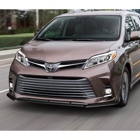 For 2018-2020 Toyota Sienna MP-Style Painted Carbon Look Style Color Front Bumper Splitter Spoiler Lip 3 Pcs