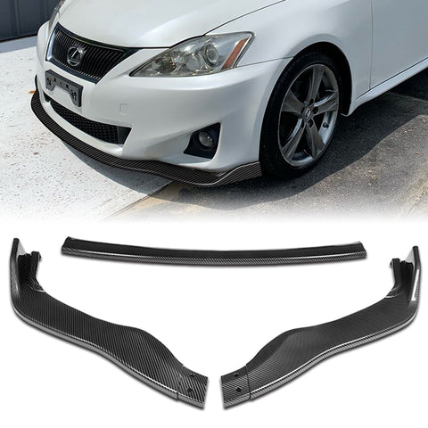 For 2011-2013 Lexus IS250 IS350 Painted Carbon Look Style Color Front Bumper Body Splitter Spoiler Lip 3  Pcs