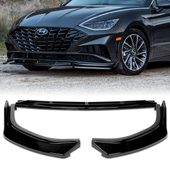 For 2020-2022 Hyundai Sonata CK-Style Painted Black Color Front Bumper Splitter Spoiler Lip 3 Pcs