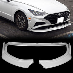 For 2020-2022 Hyundai Sonata CK-Sty Painted White Color Front Bumper Splitter Spoiler Lip 3 Pcs