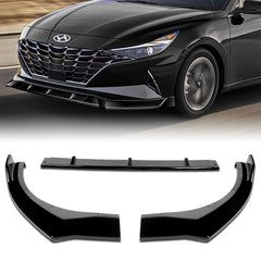 For 2021-2022 Hyundai Elantra Painted Black Color Front Bumper Body Splitter Spoiler Lip 3 Pcs