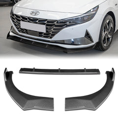 For 2021-2022 Hyundai Elantra Painted Carbon Look Color  Front Bumper Body Kit Splitter Spoiler Lip 3 Pcs