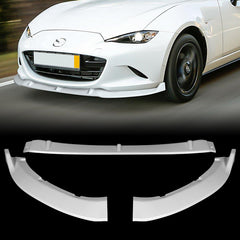 For 2016-2021 Mazda Miata MX-5 MP-Style Painted White Color Front Bumper Splitter Spoiler Lip 3 Pcs