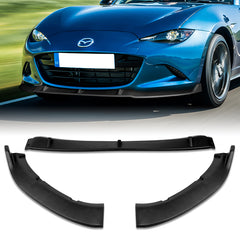 For 2016-2021 Mazda Miata MX-5 MP-Style Unpainted Matte Black Color Front Bumper Splitter Spoiler Lip 3 Pcs