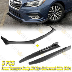 For 2018-2020 Subaru Legacy STi-Style JDM Carbon Look Front Bumper Body Kit Lip + Side Skirt Rocker Winglet Canard Diffuser Wing  Body Splitter ABS ( Carbon Style) 5PCS