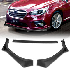 For 2018-2020 Subaru Legacy STi-Style Unpainted Matte Black Color Front Bumper Splitter Spoiler Lip 3 Pcs