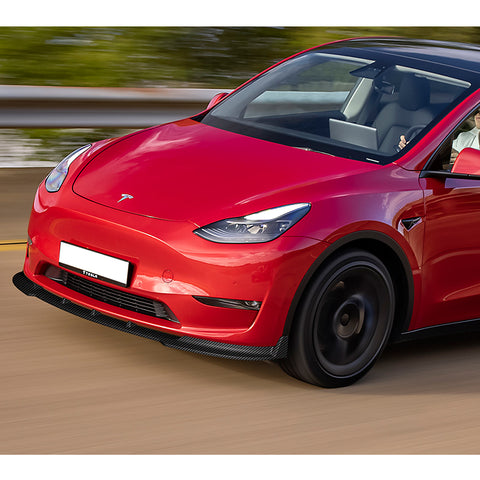 For 2020-2022 Tesla Model Y STP-Style Carbon Look Front Bumper Body Spoiler Lip  3pcs