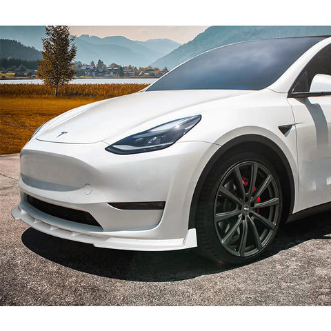 For 2020-2024 Tesla Model Y STP-Style Painted White Front Bumper Spoiler Lip  3pcs
