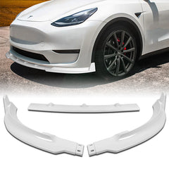 For 2020-2024 Tesla Model Y STP-Style Painted White Front Bumper Spoiler Lip  3pcs