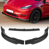 For 2020-2022 Tesla Model Y STP-Style Matt Black Front Bumper Body Spoiler Lip  3pcs