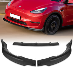 For 2020-2024 Tesla Model Y STP-Style Matt Black Front Bumper Body Spoiler Lip  3pcs