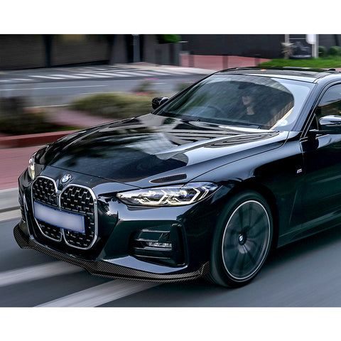 For 2020-2022 BMW 4-Series G22 M-Sport Painted Carbon Look Color Front Bumper Splitter Spoiler Lip 3 Pcs
