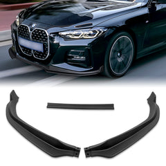 For 2020-2022 BMW 4-Series G22 G23 M-Sport Unpainted Matte Black Color Front Bumper Splitter Spoiler Lip 3 Pcs